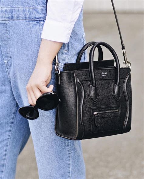 celine nano luggage tote black.